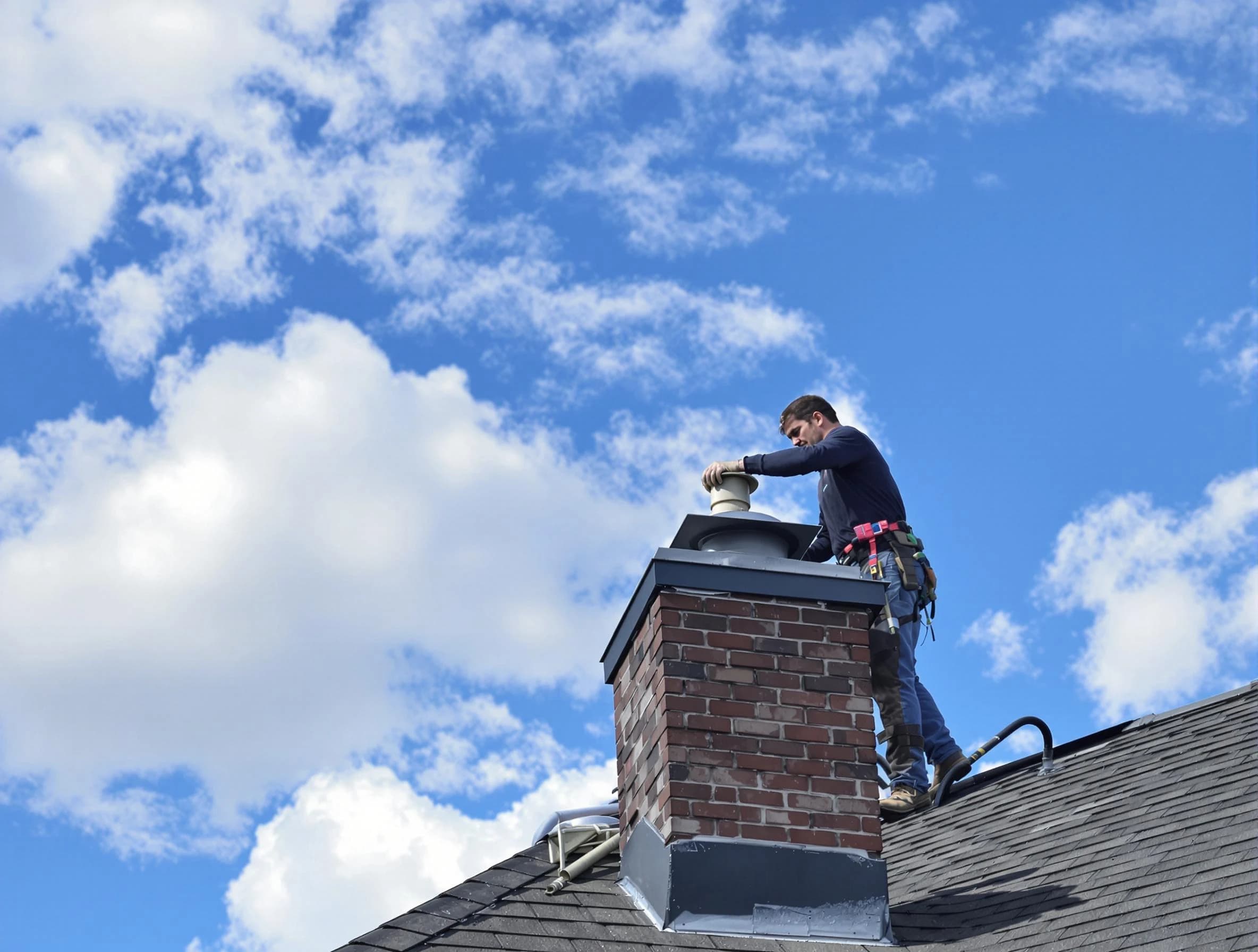 Billerica Chimney Sweep installing a sturdy chimney cap in Billerica, MA