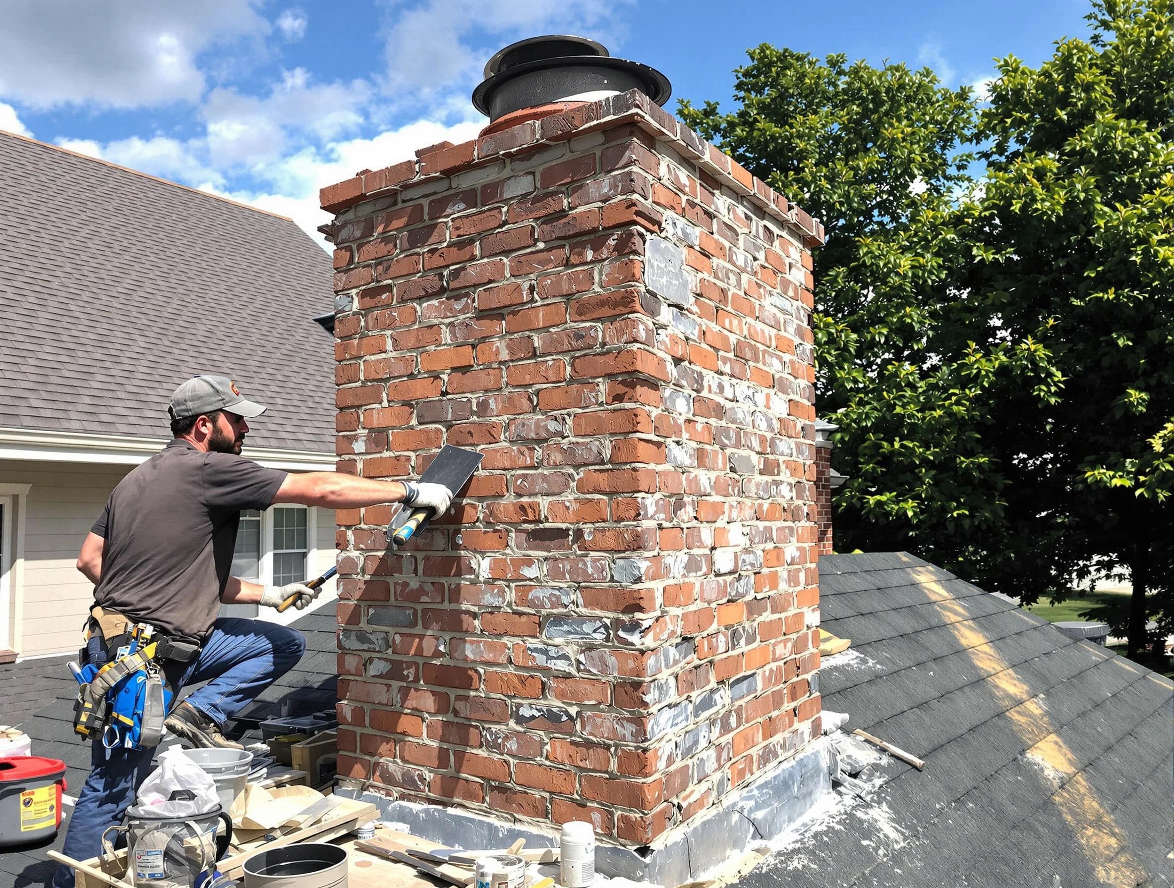 Completed chimney rebuild by Billerica Chimney Sweep in Billerica, MA