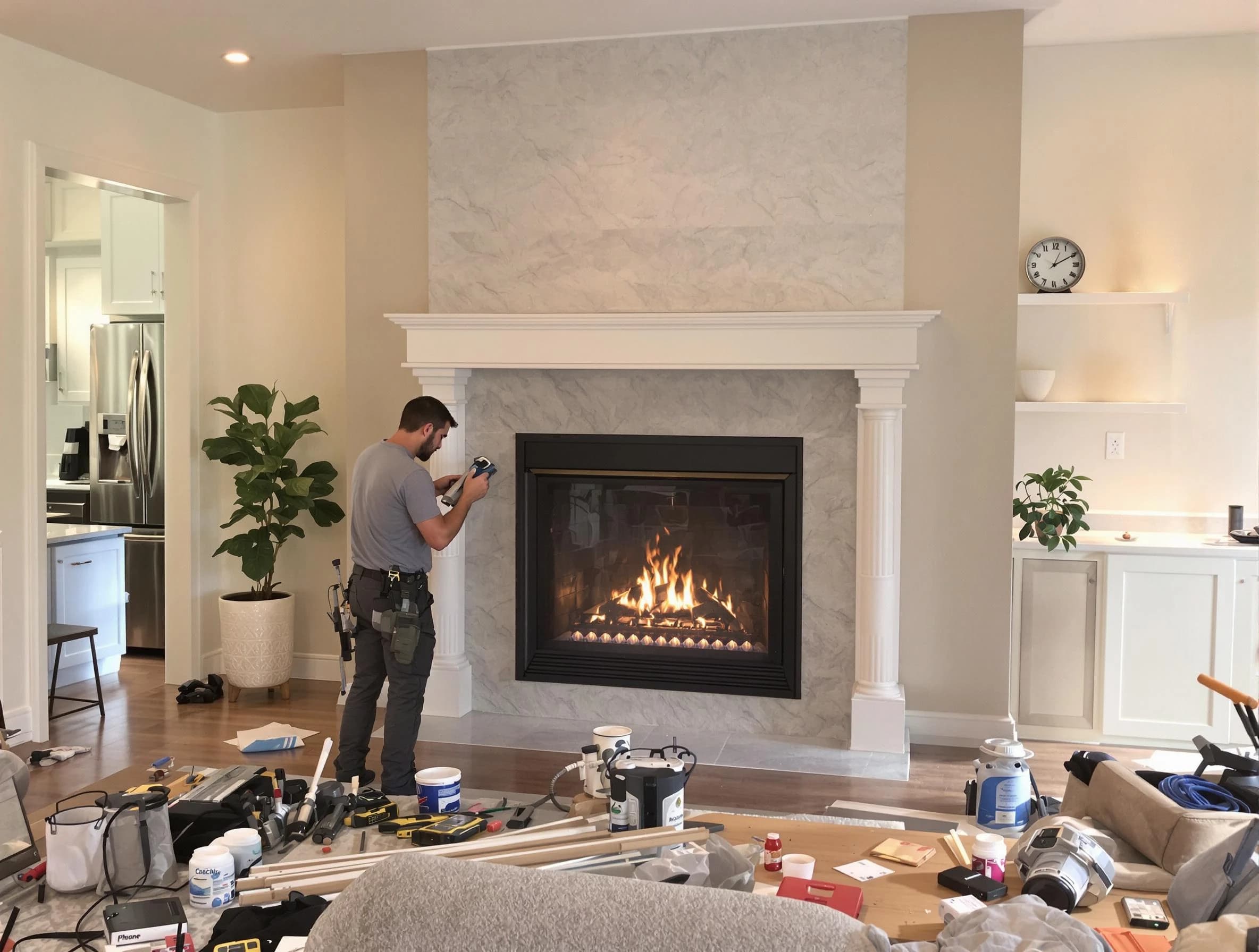 Newly installed fireplace by Billerica Chimney Sweep in Billerica, MA