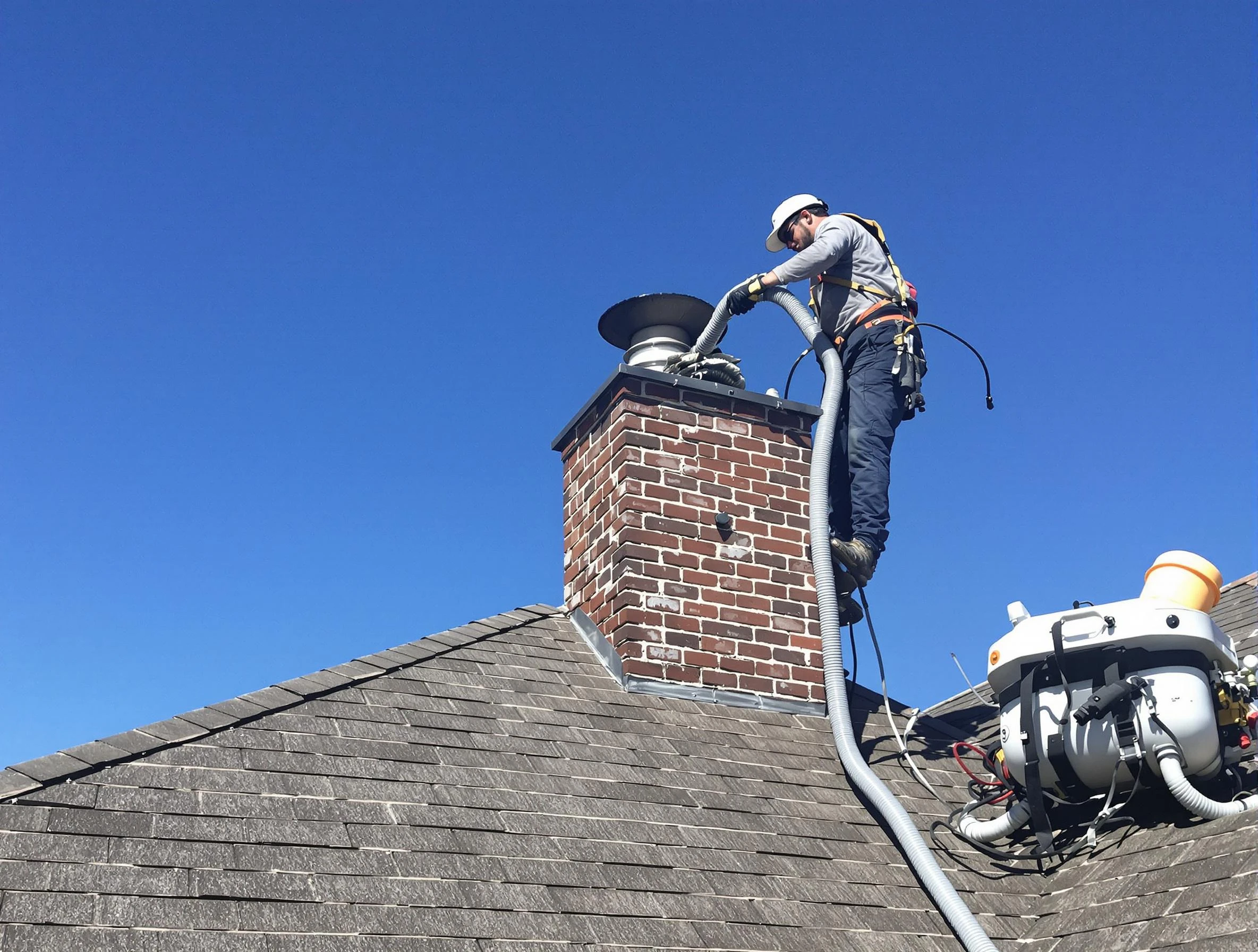 Dedicated Billerica Chimney Sweep team member cleaning a chimney in Billerica, MA