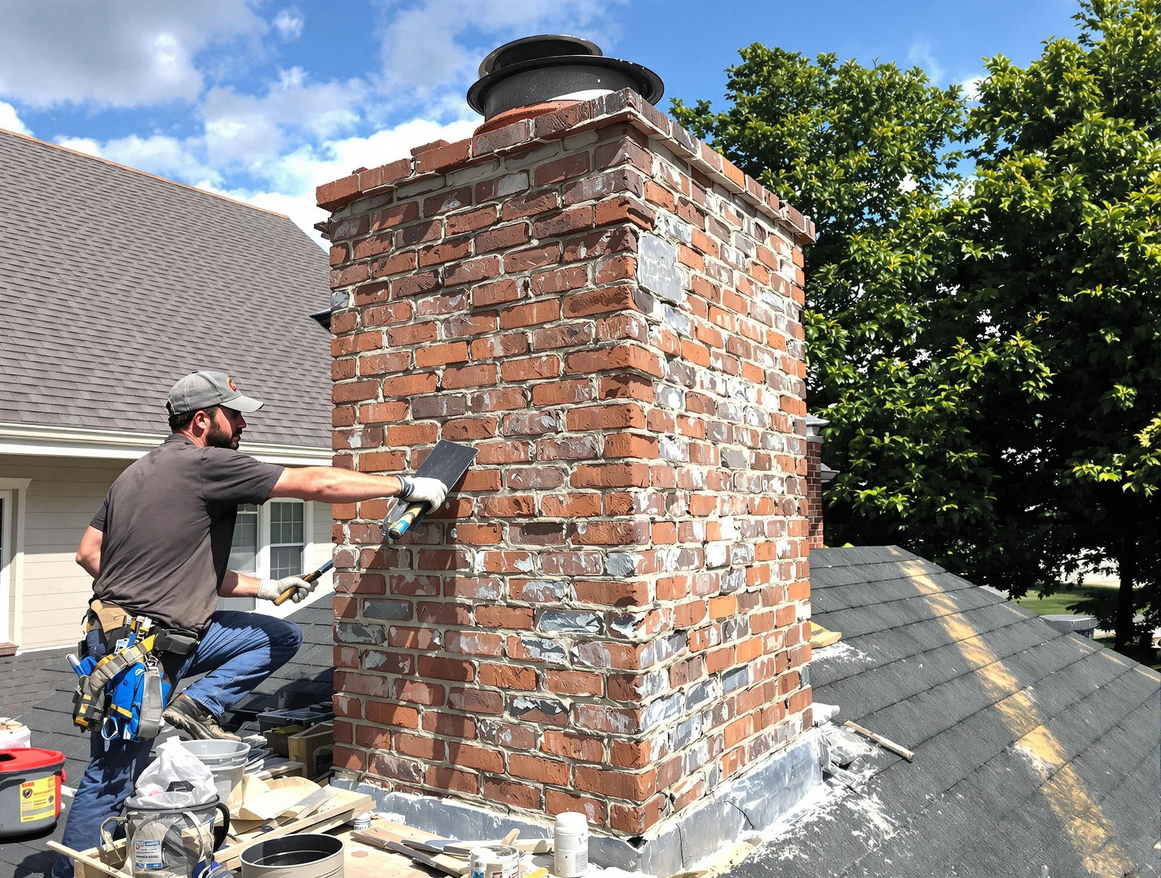 Completed chimney rebuild by Billerica Chimney Sweep in Billerica, MA