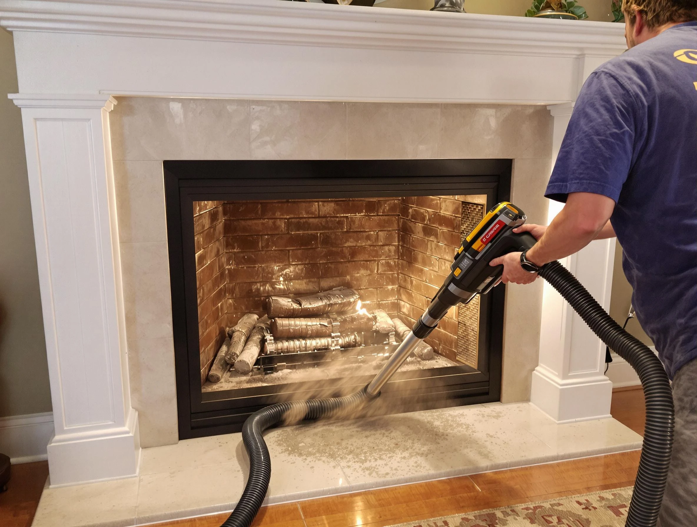 Fireplace cleaning performed by Billerica Chimney Sweep in Billerica, MA