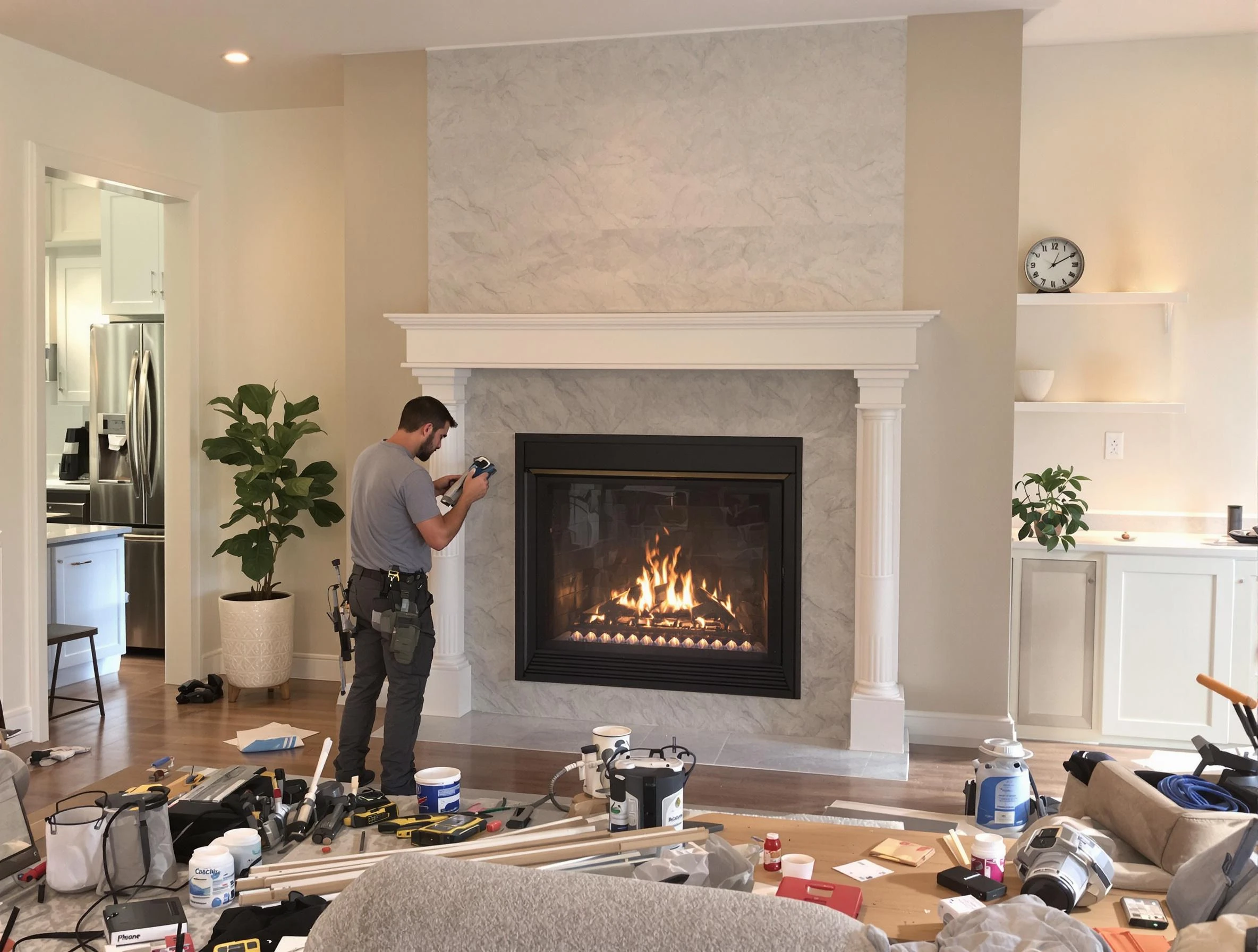 Newly installed fireplace by Billerica Chimney Sweep in Billerica, MA