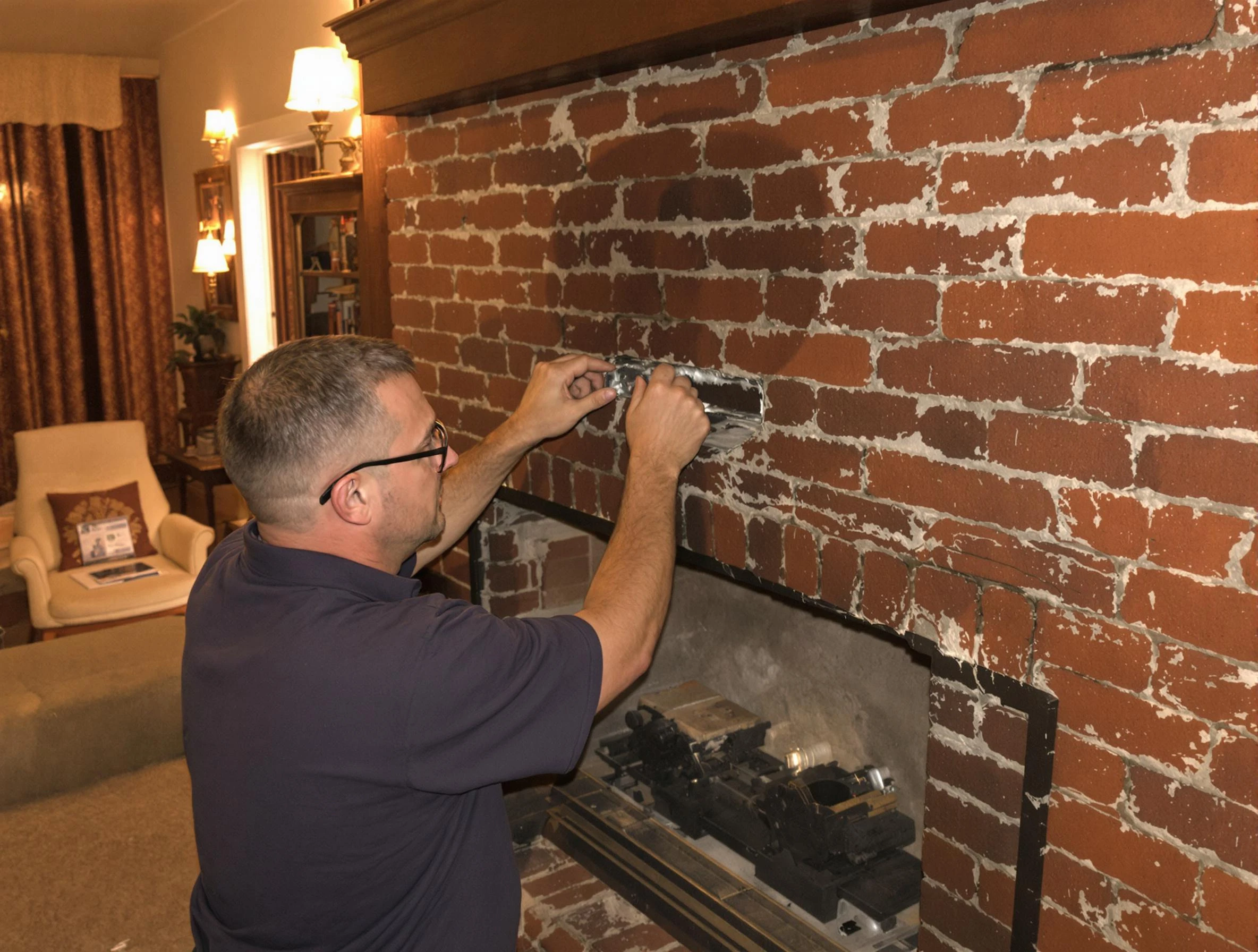 Billerica Chimney Sweep expert fixing a fireplace in Billerica, MA